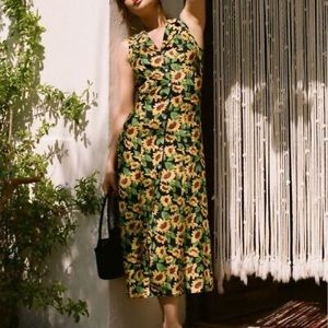 Rouje Fauve Sunflower Sleeveless Shirt Dress 36
